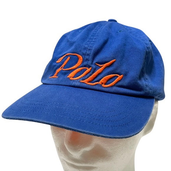 NEW Vintage Polo Ralph Lauren Script Hat Leather Strap Buckle Embroidered Logo